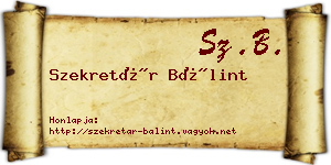 Szekretár Bálint névjegykártya